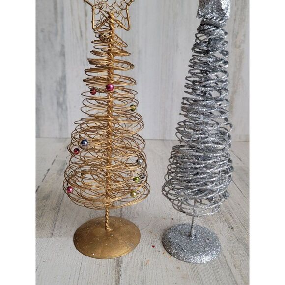 Golden wire sliver glitter tree star home decor Xmas set - Picture 2 of 9